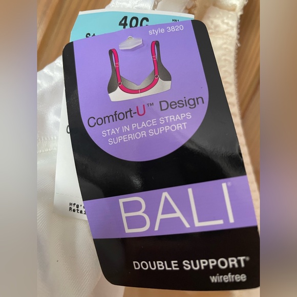 NWT Two Bali Women's Double Support Wirefree Bras, style 3820, 40C - Picture 3 of 5
